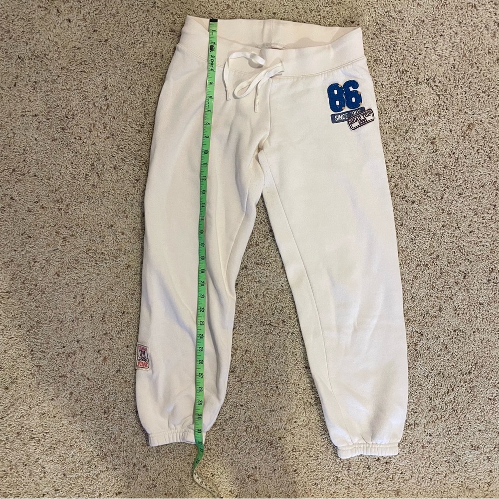 Y2K White Victoria’s Secret Pink sweatpants with blue accents size XS - Picture 4 of 7
